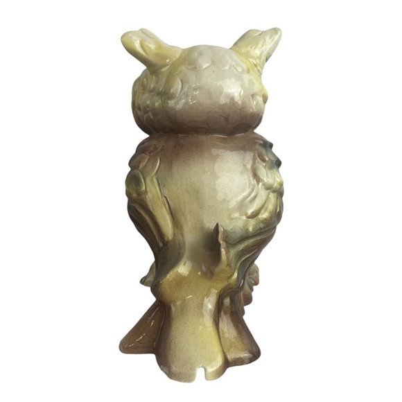 Vintage Large Ceramic Hand Painted Kitschy  Owl Statue Figurine Marble Eyes 8.75 - Picture 2 of 12